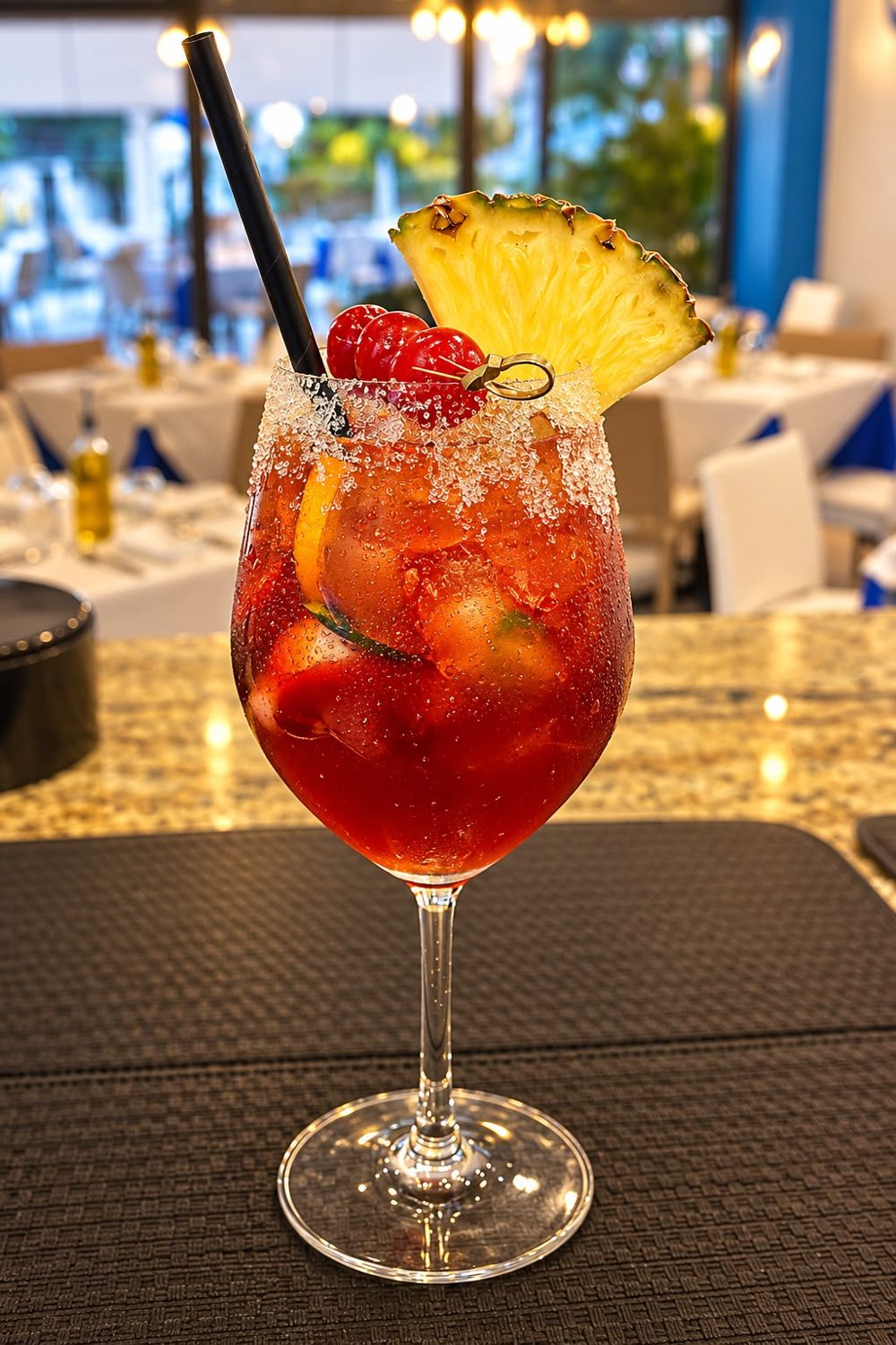 Chilled citrus cocktail with sorbet in a tall glass